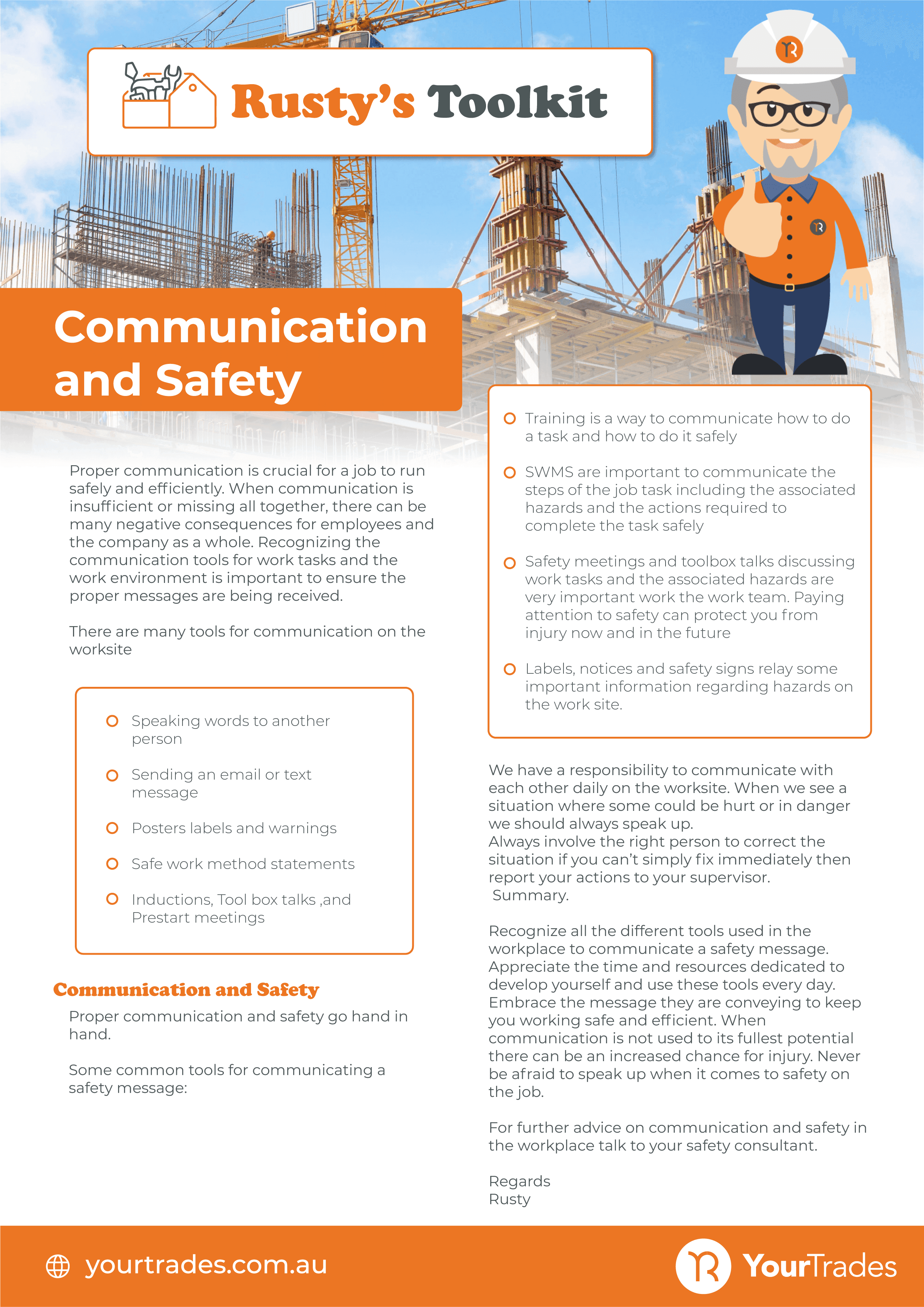 Communication and Safety._One Pager - Infographic